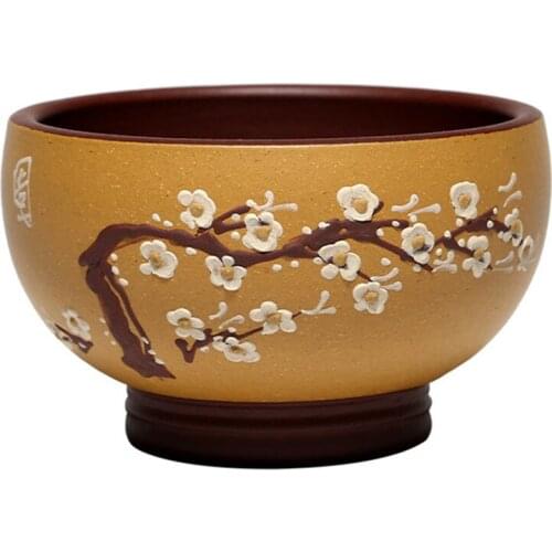 Plum Flower Tea Cup Zisha Master Cup Purple Clay Healthy Tea Bowl Hand Painted Teaware Vintage Home Decor