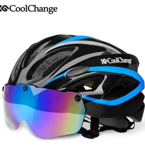 CoolChange Bicycle Helmet EPS Insect Net Road MTB Bike Windproof Lenses Integrally-molded Helmet Cycling Casco Ciclismo