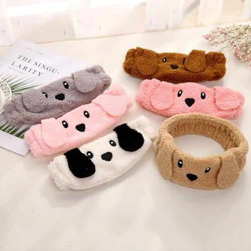 Womens Dog Design Headwear Hair Bow Make Up Elastic Hair Bands Spa Fashion Lovely Dog Hairbands Headwear For Girls