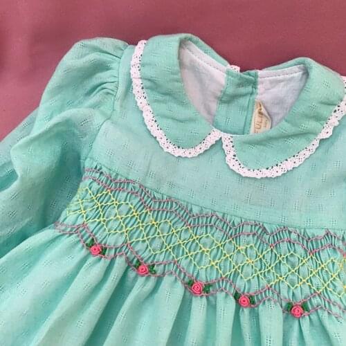 Girls aesthetic dresses 2020 autumn kids girl smocked dresses for party and wedding children long sleeve handmade smocking dress