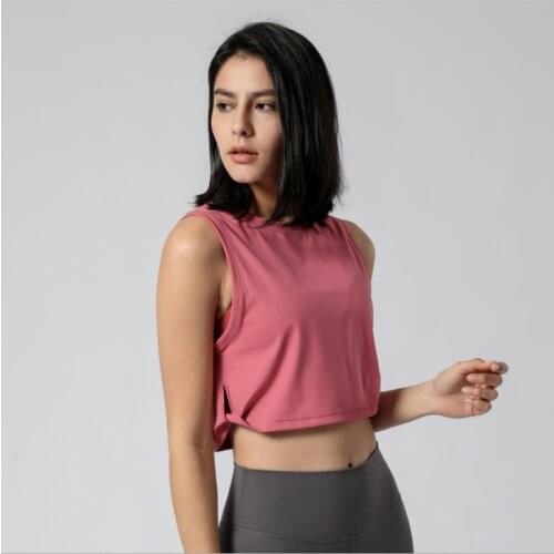 Yoga T-Shirt Womens Skin-Friendly Breathable Fabric Solid Color Sleeveless Fitness Running Top Loose Shirt Quick Dry T-Shirt