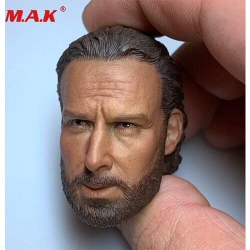 Collectible 1/6 Scale Male Hea Sculpt Model The Walking Dead Sheriff Head Carved Accessories for 12'' Action Figure Body