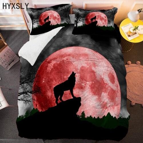 Wolf Moon Animal Bedding Set Grey Printing Kids Adults Lovely Gift Luxury Duvet Cover Comforter Bed Linen Twin Full Queen King