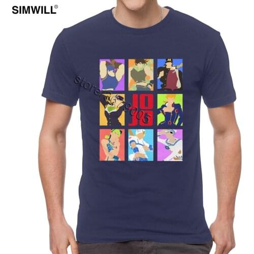Cute Jojos Bizarre Adventure T-Shirt Mens Printed Soft Cotton T Shirt O Neck Short Sleeved Japan Manga Tshirt