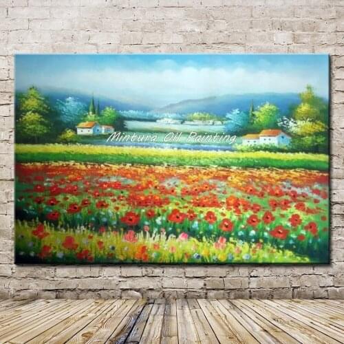 Mintura Art Hand Painted Tree Flowers Oil Painting on Canvas For Living Room Home Decor Landscape Wall Art Pictures No Frame