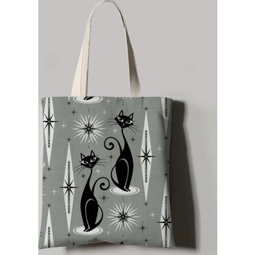 Fashion Print Tote Bag For Women Reusable Shopping Bags Folding Travel School Bags Pouch