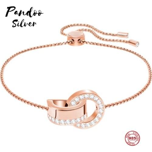 Fashion Charm Pure 925 Silver Original 1:1 Copy, Interlocking Modern Style Fresh And Elegant Bracelet Female Luxury Jewelry Gift