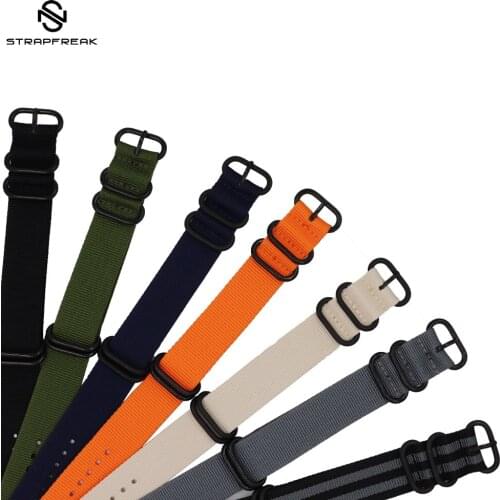 Nylon NATO Watchband Heavy Duty Nylon Canvas Strap Striped Fashion Replacement Black Buckle Watch Band 18mm 20mm 22mm 24mm
