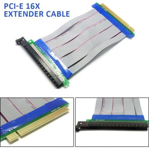New 2Pcs PCIe PCI-E Express x16 Extender Riser Card Adapter Flex Cable Extension Cable For Small Computers