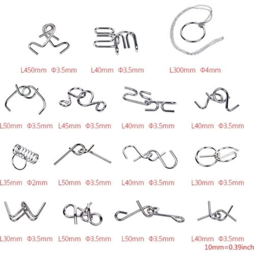 C5AA Butebuy 30 Pcs Metal Wire Puzzle Set IQ Mind Brain Teaser Link Unlock Interlock Game Gifts for Kids Eeducational Adults