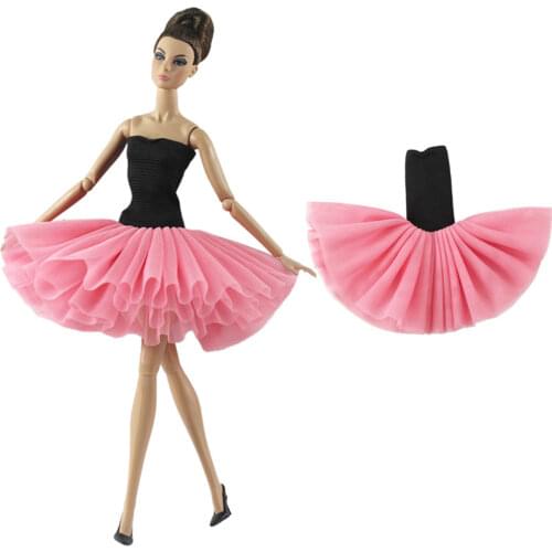 1 Set Doll Dress Fashion Ballet Dancing Skirt Party Red outfit Tight Shirt Casual Wear For Barbie Doll Accessories Toys