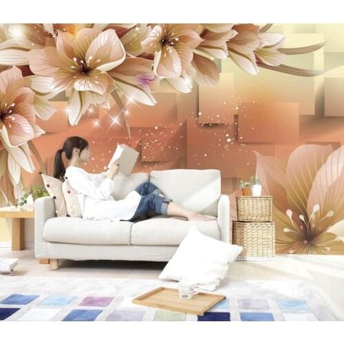 Custom photo wallpaper Large 3D Stereo romantic flower lily wallpaper 3d flowers Home Decoration