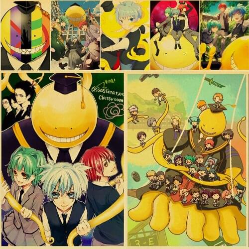 Assassination Classroom Retro Posters Japanese Anime Wall Stickers Kraft Paper Prints Clear Image Home/Bar/Room Decoration
