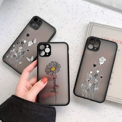 Ottwn Clear Matte Phone Case For iPhone 11 Pro Max 12 Pro Max X XR XS Max 7 8 Plus SE 2020 Flower Butterfly Hard PC Back Cover