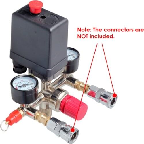 230V Pressure Switch Air Valve Manifold Air Compressor Pressure Control Regulator Gauge Regulator Gauge With Quick Connector