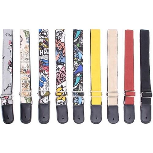 Guitar strap style classic universal ukulele strap thickened leather head color canvas strap