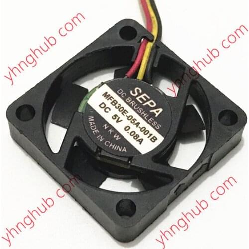 SEPA MFB30E-05A-001B DC 5V 0.08A 30x30x7mm 3-Wire Server Square Fan
