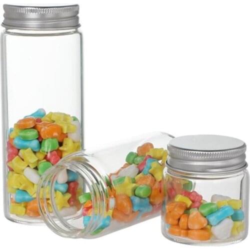 50pcs Food Storage Glass Jar No Lead Kitchen Storage Bottles Sealed Cans with Cover Candy Glass Jars Tea Box NO161