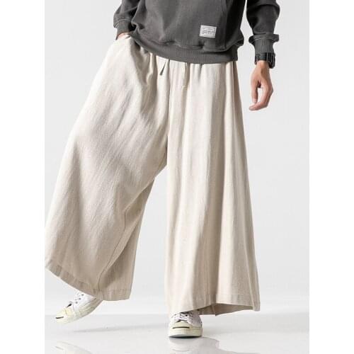 Loose Traditional Wide Leg Pants Woman Autumn Mens Causal Baggy Pants Fashion Solid Color Jogging Pants Men Cotton
