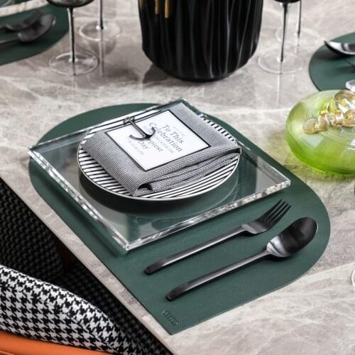 Dark Green Series Black Strips Porcelain Tableware Snacks Desserts Crystal Squear Tray Mat Serving Tray Dish Dinnerware Set