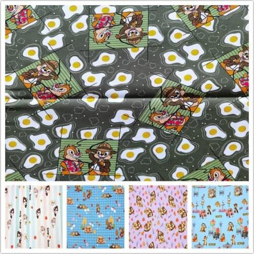 Disney Squirrel Chip & Dale Print 100% Cotton Fabric for Boy Clothes Hometextile Cushion Cover Curtain Needlework DIY
