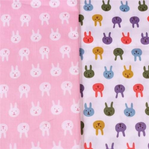 40CM*50CM Twill Cartoon Rabbit Fabric Cotton Child Pink White Print Fat Quarter Meter DIY Sewing Patchwork Baby Quilting Textile