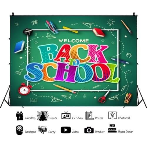 Exaggerated Welcome Back To School Portrait Photography Background Vinyl Backdrop Study Time Photocall Studio Props