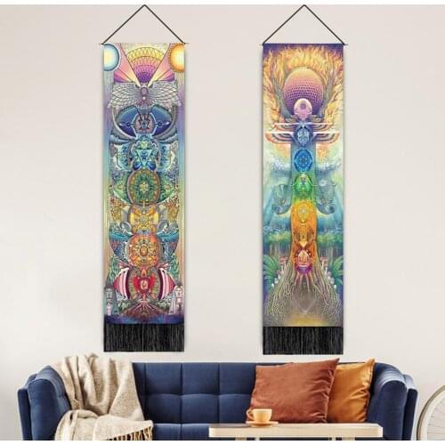Hanging Paintings for Living Room Bohemian Tassel Paintings Creative Colorful Moon-star Tapestry Wall Decor Home Decoration