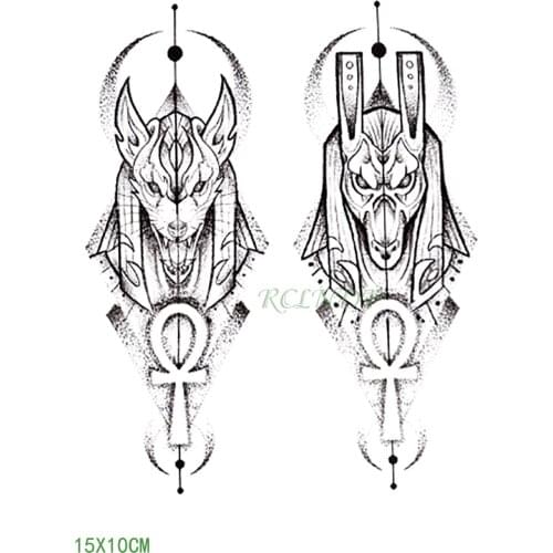 Waterproof Temporary Tattoo Sticker Protector of Ancient Egypt Egyptian Totem Anubis Fake Tatto Flash Tatoo for Men Women Girl
