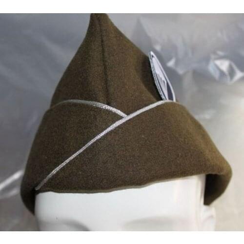 WWII WW2 US ARMY INFANTRY WOOL GARRISON CAP HAT & BLUE INSIGNIA - SIZE L