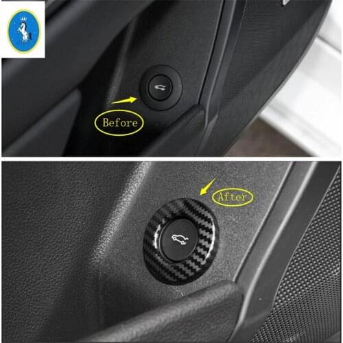 Yimaautotrims Auto Accessory Rear Trunk Tailgate Door Button Switch Cover Trim Fit For Cadillac XTS 2015 - 2019 Carbon Fiber ABS