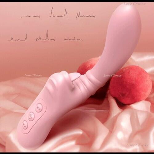 Female G-Spot Tongue Licking Double Headed Silicone Dildo Vibrator Female Sex Toy Clitoris Stimulation Female Masturbation Adult