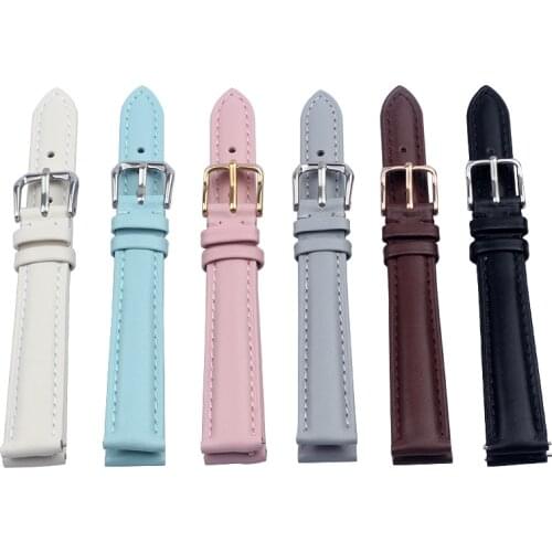 Fashion Lady Watch Strap Genuine leather watch bracelet 12 14 16 18MM Pink white For Longine Arman i Womens Students Watchband