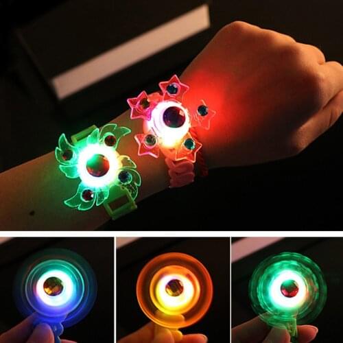 1pcs Finger Spinner Band Manual Rotating Soft Flash Luminous Gyro Bracelet Kids LED Glow In The Dark Game Toys for Children Gift