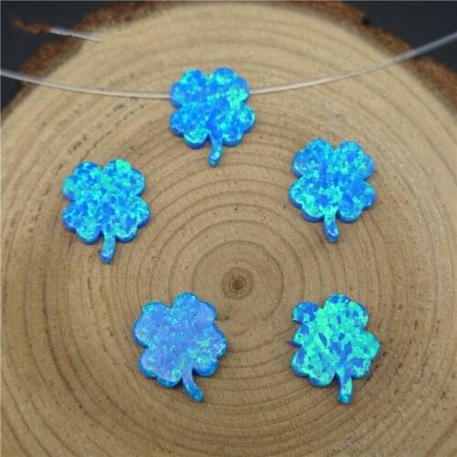 10pcs Lab create opal dark sea blue color four leaf flower opal pendant wholesale