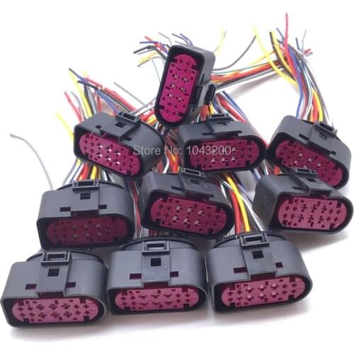 10 X For Audi VW Skoda Seat Xenon Headlight 14 pins Plug Connector with wire 1J0973737 / 1J0 973 737