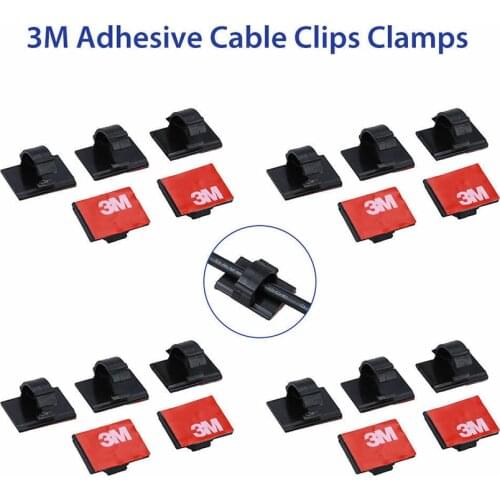20Pcs 3M Self-adhesive Wire Tie Cable Clamp Clips Holder for Car Dash Camera GPS Headphone Table Desk Storage