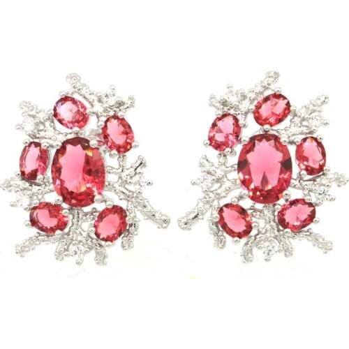 25x20mm Deluxe Star Shape Created Rhodolite Garnet Green Peridot CZ Earrings for Women Wedding Fine Jewelry Daily Wear