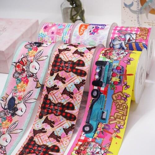 3 Inch 50 yard Roll Cartoon Printed Grosgrain Ribbon Dif Craft Supplier 50662