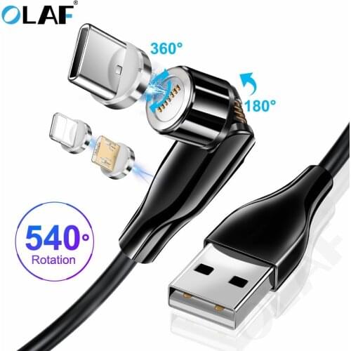 540 Degree Magnetic Micro USB Cable For iPhone Samsung Android Fast Charging Magnet Charger USB Type C Cable Mobile Phone Cord