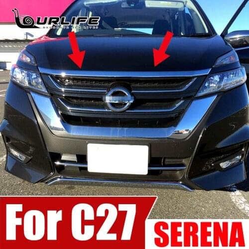 ABS Chrome Car Front Hood Grille Bonnet Cover Trim Fit For Nissan Serena C27 2017 2018 2019 Accessories