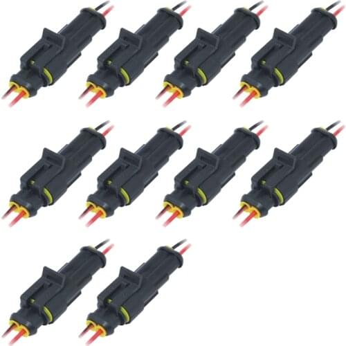 AL21 -10Pcs 2Pin Way Car Waterproof Male Female Electrical Connector Plug Wire Kit Set