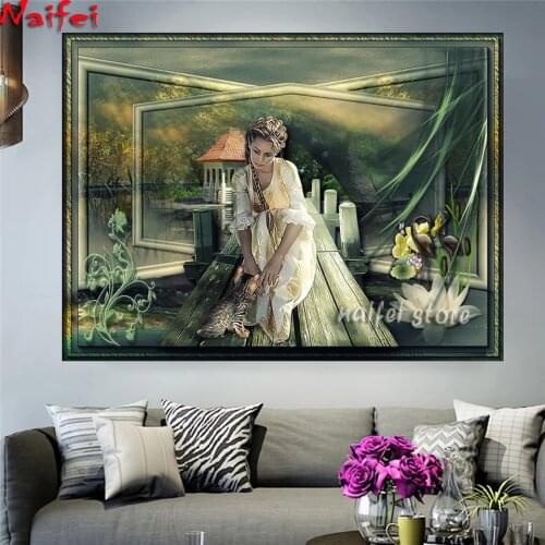 5D Diy Diamond Painting Elegant and beautiful woman Full Square/Round Diamond Embroidery Full Display photo Diamond Mosaic Sale