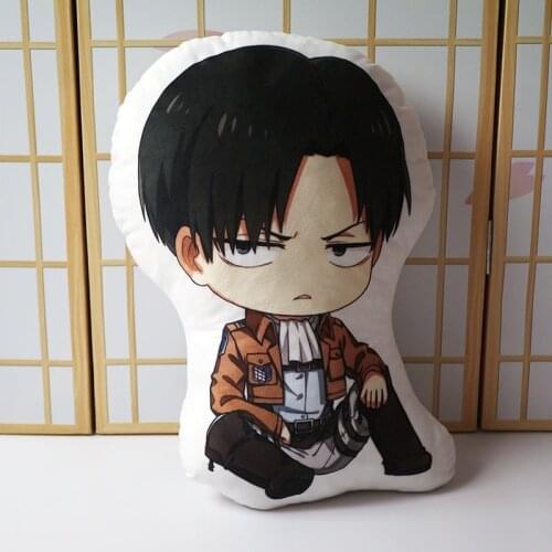 Anime Attack on Titan pillow toy Levi Ackerman short plush stuffed doll pillow double sided toy 48cm for gift