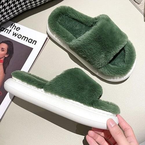 Winter Warm Slippers Comfortable Cute Furry Women Men Thick Soled Casual Shoes Home Indoor Unisex Boys Girls Non-slip Fur Slides