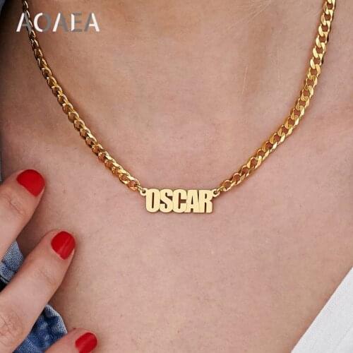 Personalized Custom Unisex Name Necklace - Gold Silver Thick Gourmette Chain Jewelry Gift for Her Him Girlfriend Bo