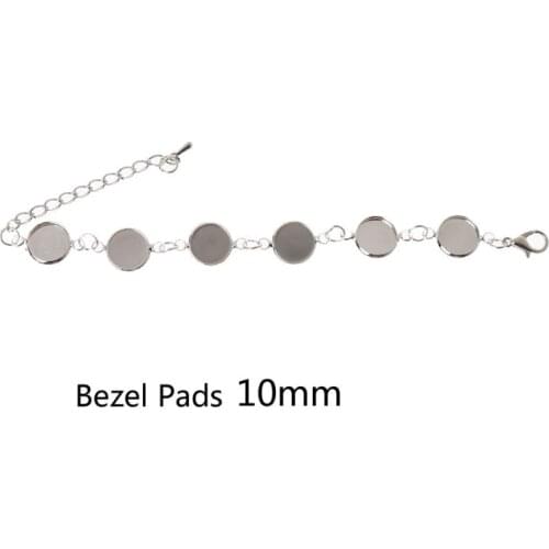 K3ND 6 Round Bezel Pads DIY Blank Glass Cabochons Bracelet Sliver for Jewelry Making