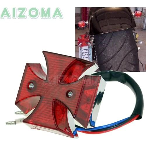Cafe Racer Maltese Cross Brake Tail Lights Motorcycles 12v LED Stop Taillight For Harley Chopper Dyna Bobber Custom Taillamp