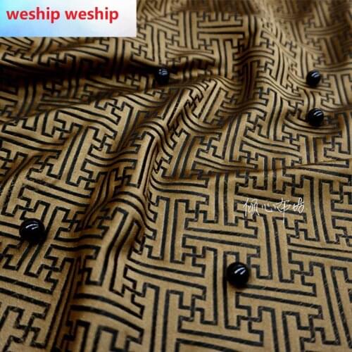 Chinese Classics Brocade jacquard Satin deep gold stripe silk fabric Satin de soie Satén шелк hanfu cloth DIY patchworkbag