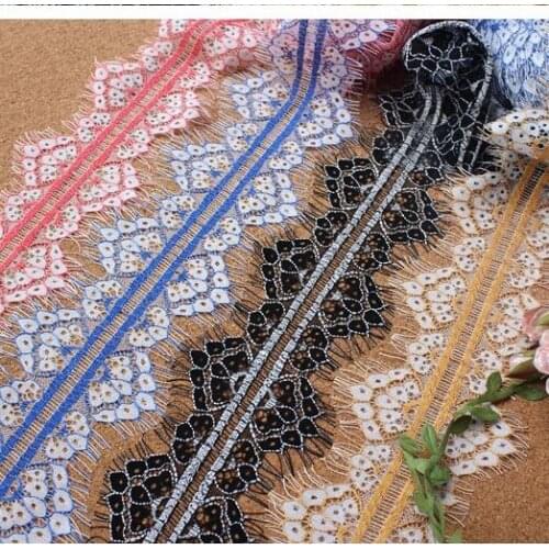 3Meter / lot 10cm Wide Lace Fabric trim Wedding Decoration Sewing Applique Eyelashes Lace Ribbon
